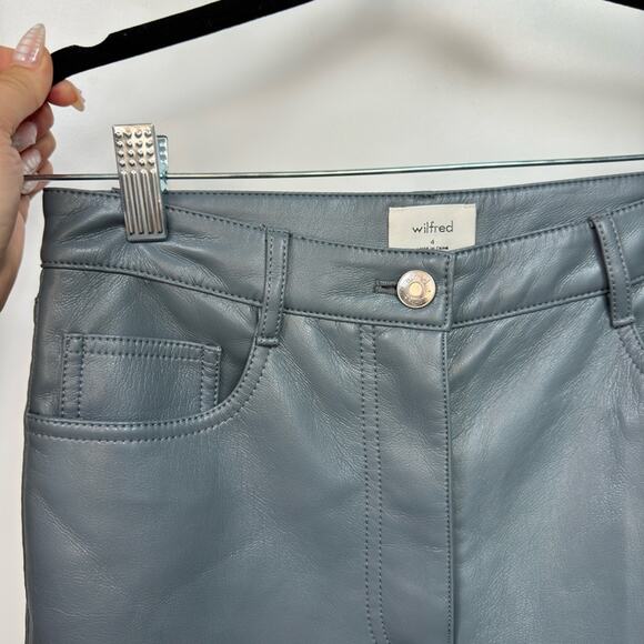 Aritzia Wilfred The Melina Faux Leather Pants Women Size 4 Straight Leg Grey - Picture 5 of 13